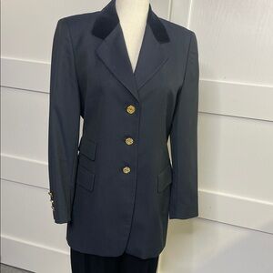 ESCADA Margaretha Ley - Vintage Navy Blazer/Velvet collar/Gold Buttons